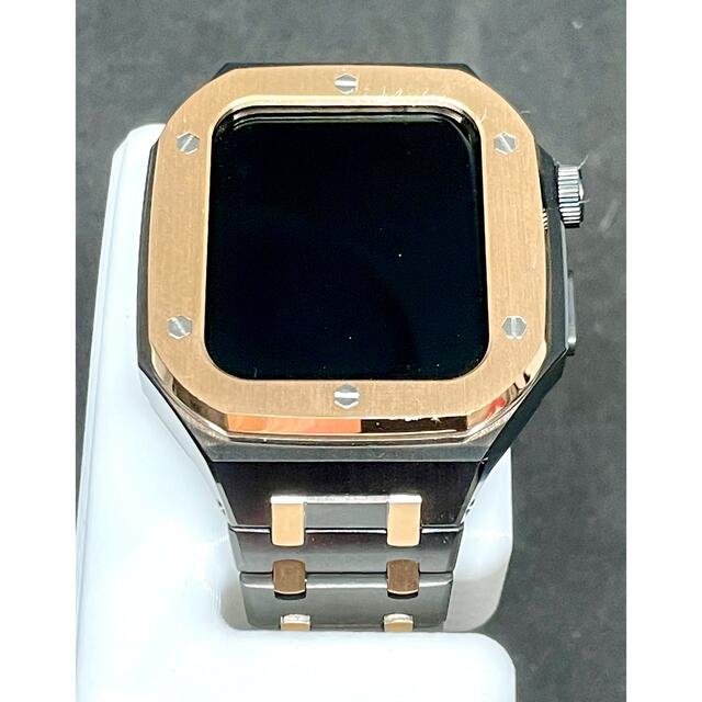 Apple Watch 7 ケース 45mm ブラック/ローズゴールド 新型