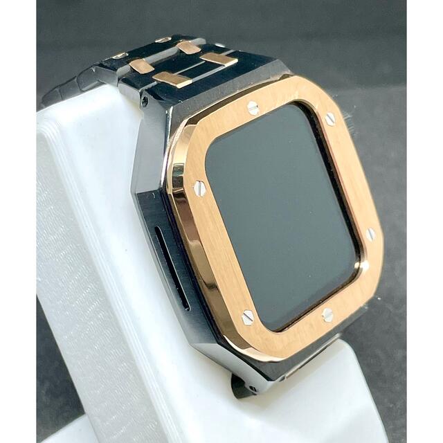 Apple Watch 7 ケース 45mm ブラック/ローズゴールド 新型 メンズの時計(金属ベルト)の商品写真