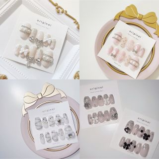 ネイルチップオーダー受付中𓂃🎀𓈒𓏸量産型 韓国 ワンホン ガーリー ハンドメイドのアクセサリー(ネイルチップ)の商品写真