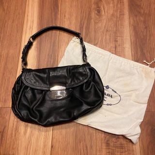 ネット特売 【PRADA】美品 シワ加工 レザー ショルダーバッグ