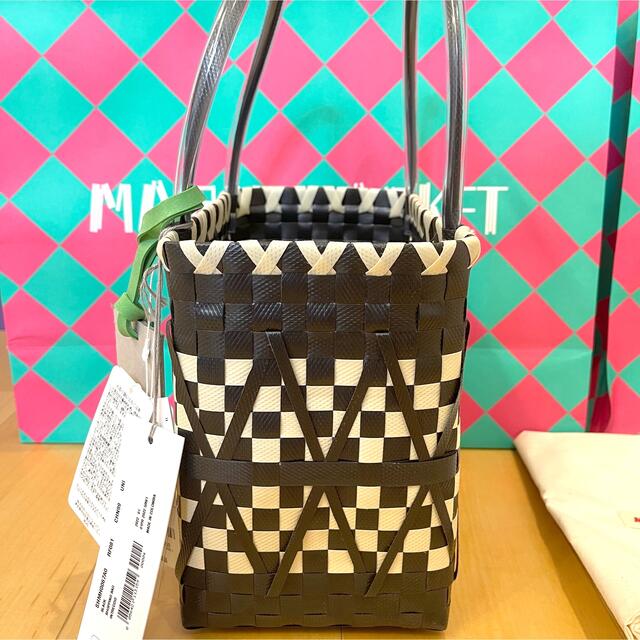 新品未使用 マルニ MARNI marni カゴバッグ ステンシルバッグ 黒色