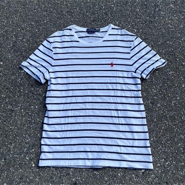 POLO RALPH LAUREN(ポロラルフローレン)の【大人気】ラルフローレン Tシャツ　ボーダー　シングルステッチ　白　紺 メンズのトップス(Tシャツ/カットソー(半袖/袖なし))の商品写真