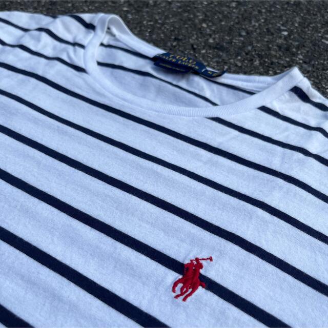 POLO RALPH LAUREN(ポロラルフローレン)の【大人気】ラルフローレン Tシャツ　ボーダー　シングルステッチ　白　紺 メンズのトップス(Tシャツ/カットソー(半袖/袖なし))の商品写真
