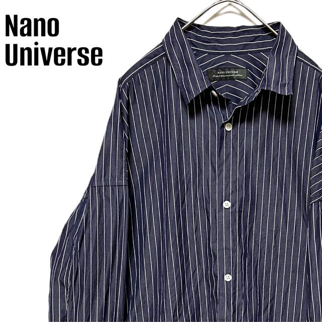 nano・universe(ナノユニバース)のナノユニバース ストライプシャツ ドロップショルダー オーバーサイズ Ｌサイズ メンズのトップス(シャツ)の商品写真