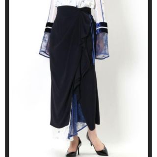 マメ(mame)のmame silk lame print layered style skirt(ロングスカート)