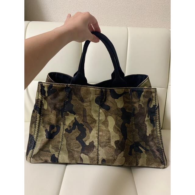 PRADA カナパ トートバッグ カモフラ－ジュ柄 キャンバス グリーン