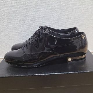CHANEL シャネル パテントレースアップシューズ エナメルローファー