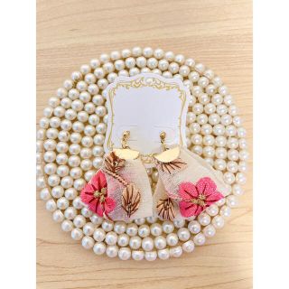 インド刺繍リボン　ピアス(ピアス)