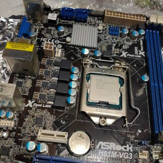 エイスース(ASUS)のASROCK H61M-VG3 動作未確認 ジャンク扱い CPU付き(PCパーツ)