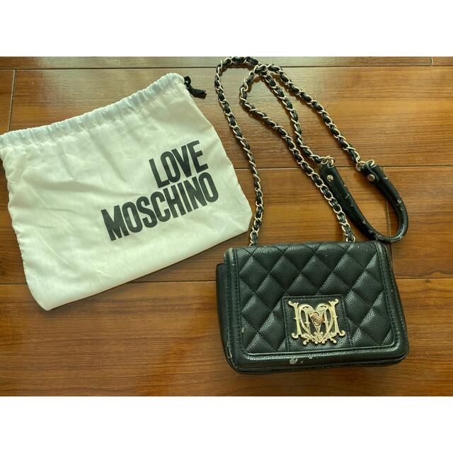 稀少 MOSCHINO モスキーノ 黒 レザー スタッズ ハンドバッグ