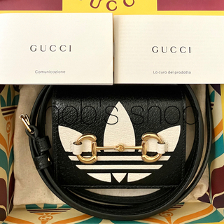 グッチ(Gucci)のadidas x Gucci ホースビット付き カードケース　黒　ブラック(財布)