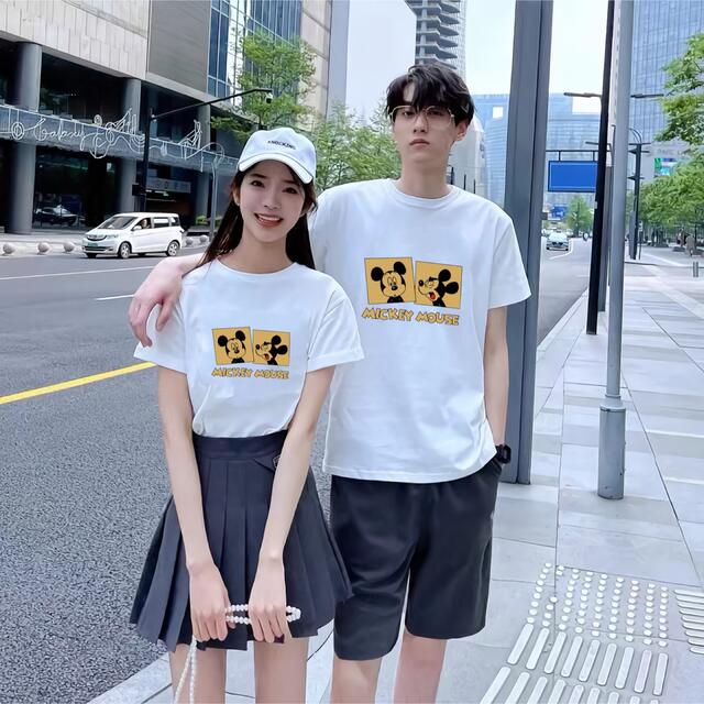 新作 ディズニーTシャツペアルック カップル 春夏／秋冬 棉