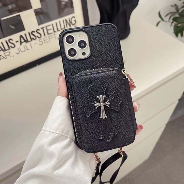 Chrome Hearts - iPhoneケース＆ストラップ黒スマホケース☆ビッグ ...