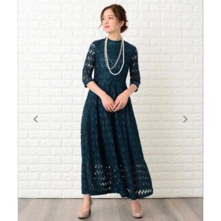 lace ladies リーフモチーフハイネックロングワンピース ドレス(ロングドレス)