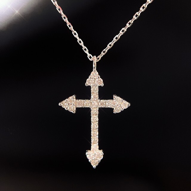 5%OFF】 クロスモチーフ 天然ダイヤモンドペンダントk18 ネックレス