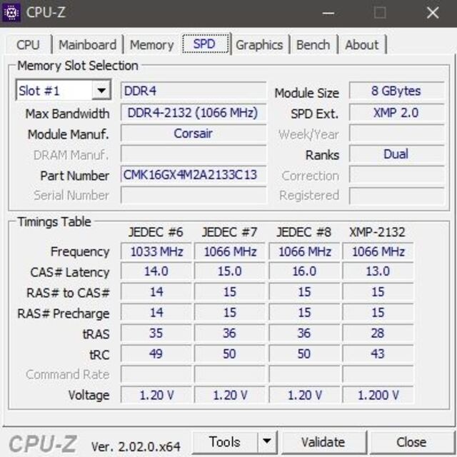 CORSAIR 16GB (8GBx2) DDR4-2133 (362 スマホ/家電/カメラのPC/タブレット(PCパーツ)の商品写真