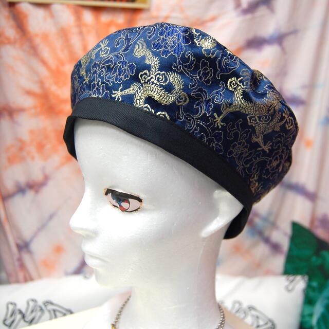 チャイナベレー帽:ブルードラゴン レディースの帽子(ハンチング/ベレー帽)の商品写真