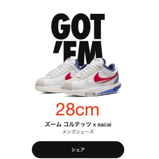 ナイキ(NIKE)の28cm NIKE × sacai ズーム コルテッツ　(スニーカー)