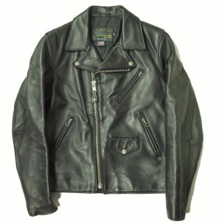 ショット(schott)のschott x JOURNAL STANDARD ショット ジャーナルスタンダード 別注 アメリカ製 613JS ONE STAR MOD. RIDERS カウレザー ダブルライダースジャケット 7434 38 ブラック 革ジャン アウター【中古】【schott × JOURNAL STANDARD】(レザージャケット)