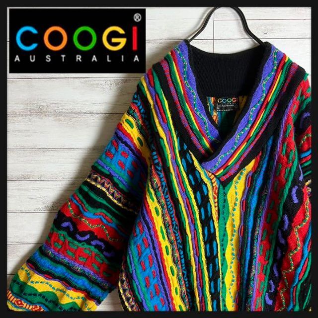 【激レア】coogi クージー 立体 編込み 3Dニット Vネック 入試困難