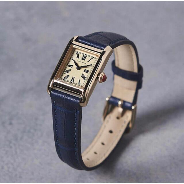 UNITED ARROWS(ユナイテッドアローズ)の新品　UNITED ARROWS スクエア レザー 腕時計 GLD ネイビー レディースのファッション小物(腕時計)の商品写真