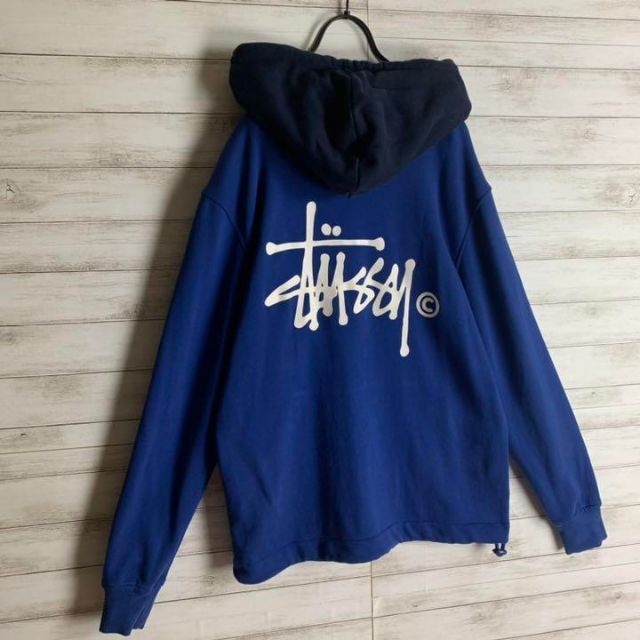 【超希少カラー】 STUSSY パーカー バックロゴ 入手困難 ツートン