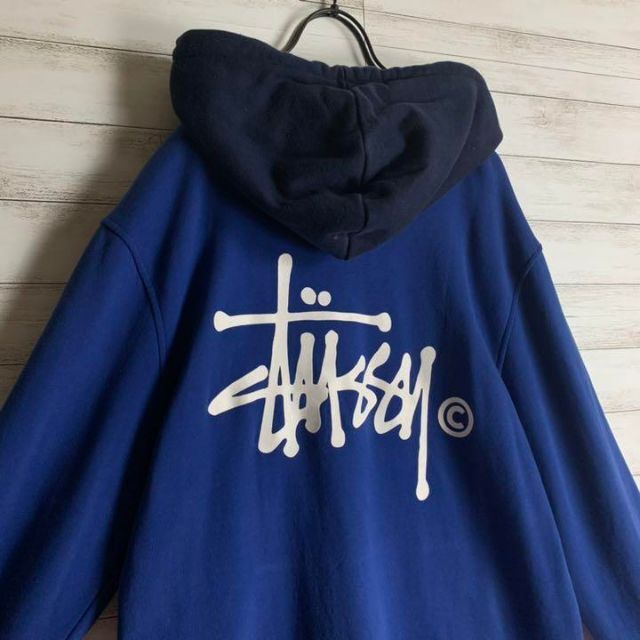 【超希少カラー】 STUSSY パーカー バックロゴ 入手困難 ツートン