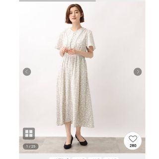 グローブ(grove)のgrove(グローブ)、ワンピース、Sサイズ、花柄、美品、60%オフ以下(ひざ丈ワンピース)