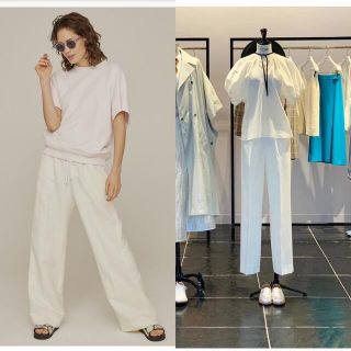 美品・タグ付き】BLAMINK ストライプ ストレッチ ストラップパンツ 36