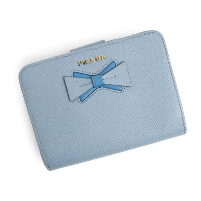 内祝い】 PRADA - プラダ リボンモチーフ コンパクトジップ L字 内祝い】 PRADA - プラダ リボンモチーフ コンパクトジップ L字