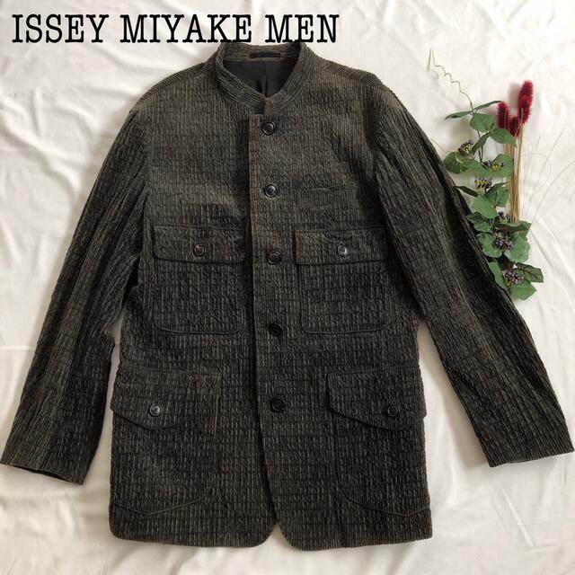 美品✨イッセイミヤケ マオカラージャケット コーデュロイ グリーン系