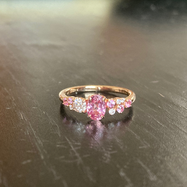 grenat様専用　パパラチアサファイア ダイヤモンド リング　0.6ct レディースのアクセサリー(リング(指輪))の商品写真