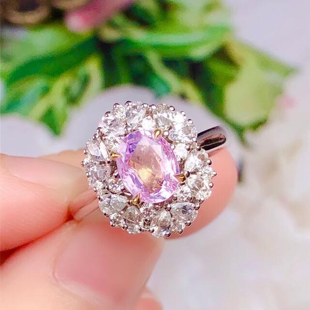 ネット天然 非加熱パパラチアサファイア ダイヤ リング1.43ct k18 ¥の ...