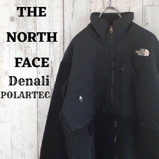 ザノースフェイス(THE NORTH FACE)の美品US規格ノースフェイスデナリジャケット黒ブラック刺繍ロゴポーラテックM(ブルゾン)