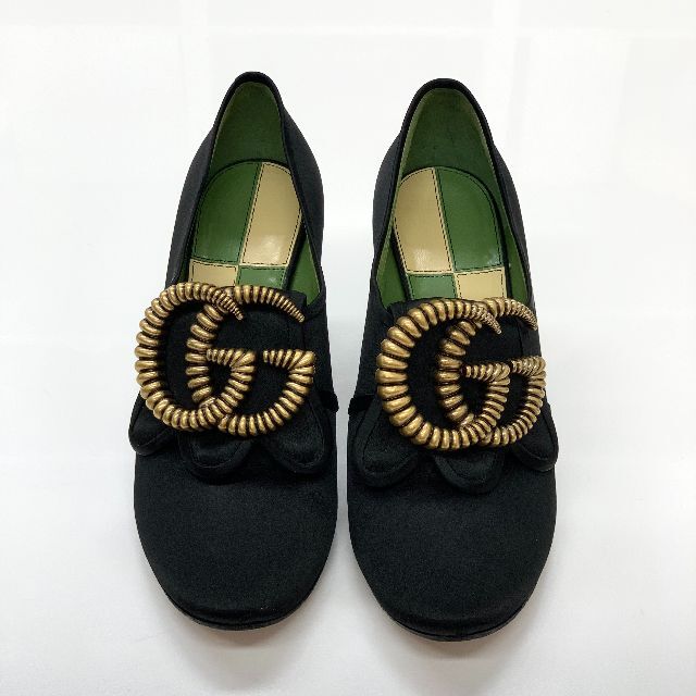 Gucci(グッチ)の4877 グッチ GGマーモント サテン パンプス ブラック レディースの靴/シューズ(ハイヒール/パンプス)の商品写真