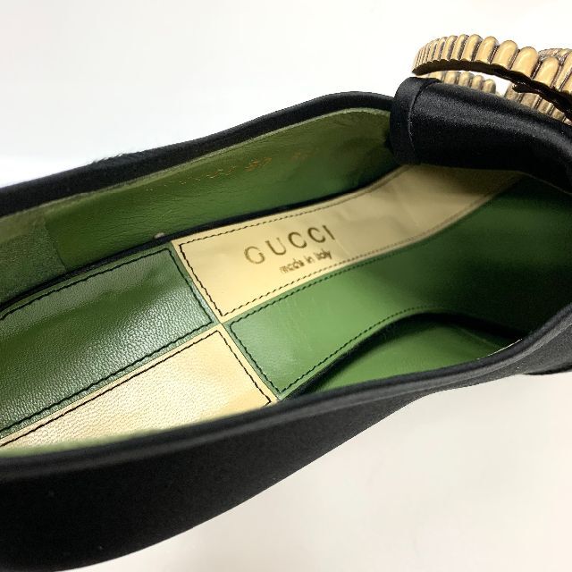 Gucci(グッチ)の4877 グッチ GGマーモント サテン パンプス ブラック レディースの靴/シューズ(ハイヒール/パンプス)の商品写真