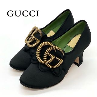 グッチ(Gucci)の4877 グッチ GGマーモント サテン パンプス ブラック(ハイヒール/パンプス)