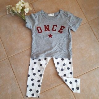 ユニクロ(UNIQLO)の半袖Tシャツ&レギンスセット90㎝【ONCE/AGAIN⭐ドット】(パンツ/スパッツ)