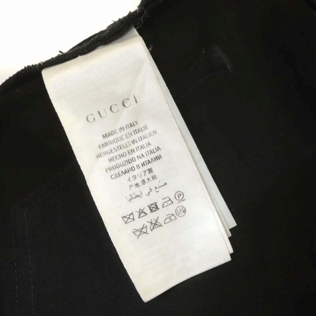 Gucci(グッチ)のグッチ カットオフ パンサー刺繍 スキニー デニムパンツ ストレッチ 22 黒 レディースのパンツ(デニム/ジーンズ)の商品写真
