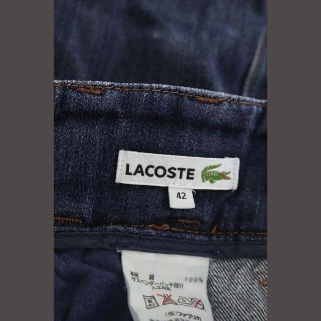 LACOSTE(ラコステ)のラコステ LACOSTE サスペンダー付き デニムパンツ テーパード 42 紺 レディースのパンツ(デニム/ジーンズ)の商品写真