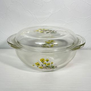 パイレックス(Pyrex)の★873 PYREX パイレックス イエローフラワー キャセロール(その他)