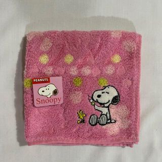 スヌーピー(SNOOPY)のスヌーピー　タオルハンカチ　未使用品　ピンク　桜　#2222(ハンカチ)