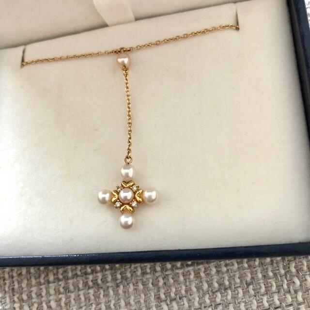 TASAKI◆K18 パール ダイヤモンド 0.04ct◆ネックレス◆ラリエット