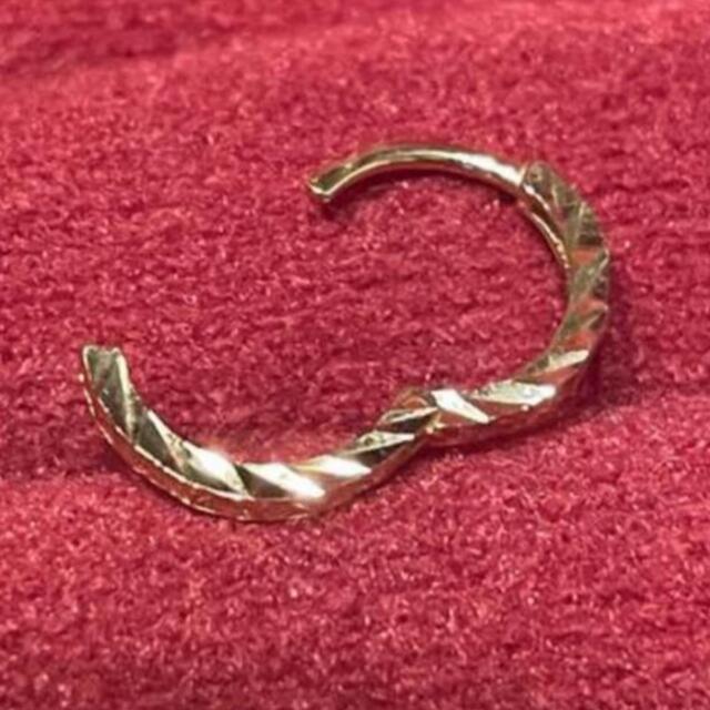 新品 10k ピアス イエローゴールド 刻印あり ダイヤモンドカット 片耳のみ