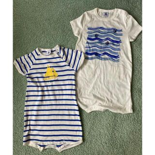 プチバトー(PETIT BATEAU)のプチバトー　オール　2枚セット(カバーオール)