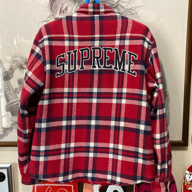 Supreme Quilted Arc Logo Flannel Shirt L 世界の 円引き