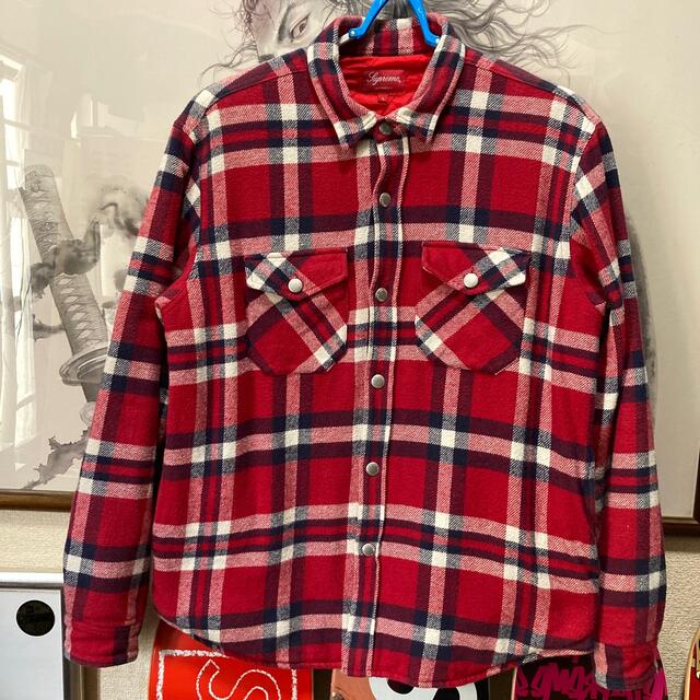 Supreme Quilted Arc Logo Flannel Shirt L