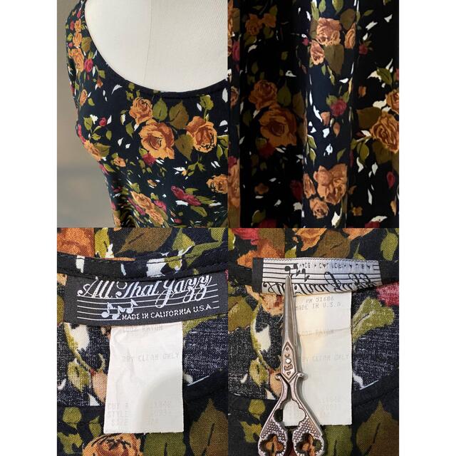 アンティーク ビンテージ USA 70s 花柄 シックドレス ワンピース アンティーク ビンテージ USA 70s 花柄 シックドレス ワンピース