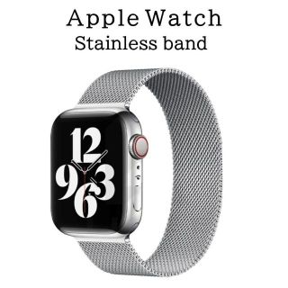 アップルウォッチ(Apple Watch)のスポーツループ ＃1 ブラック& バンド ST ＃4 シルバー 38/40/41(金属ベルト)