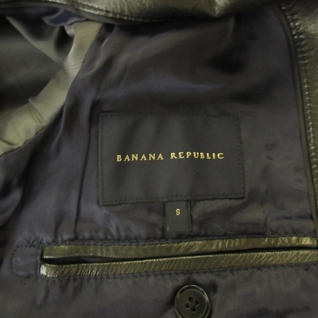 Banana Republic(バナナリパブリック)のバナナリパブリック ラムレザー テーラード ジャケット ブレザー 2B S 黒  メンズのジャケット/アウター(テーラードジャケット)の商品写真